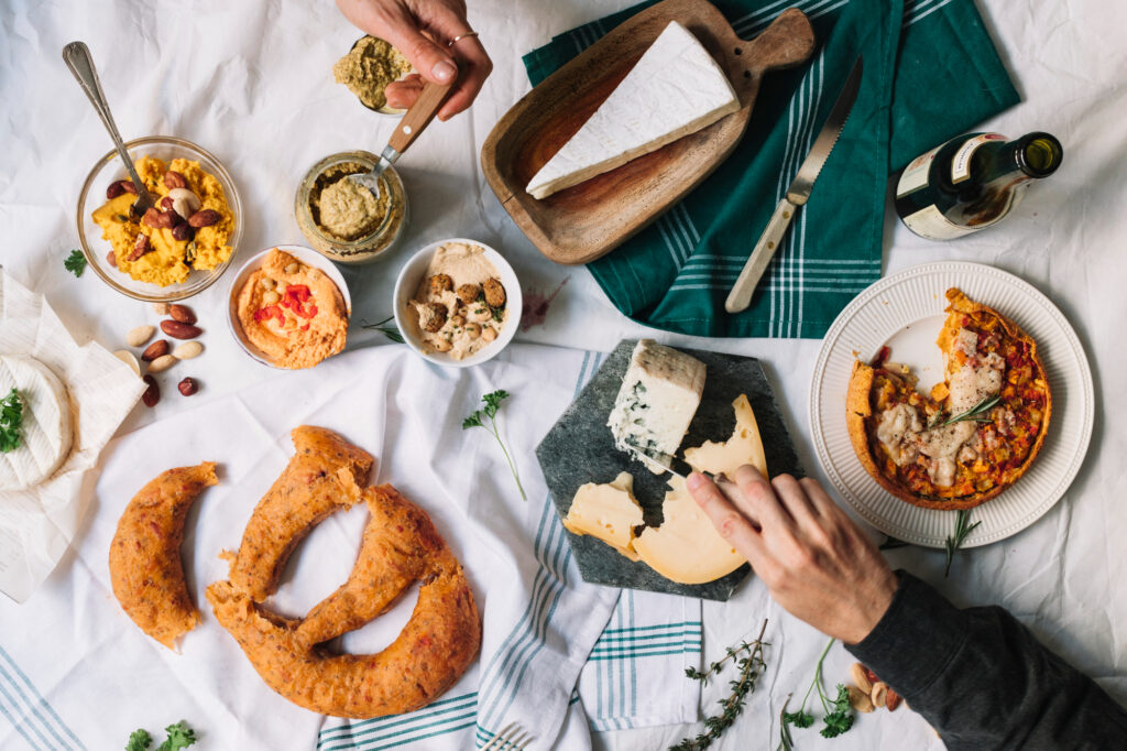 Käse, Dips, Brezel, herzhafte Tarte